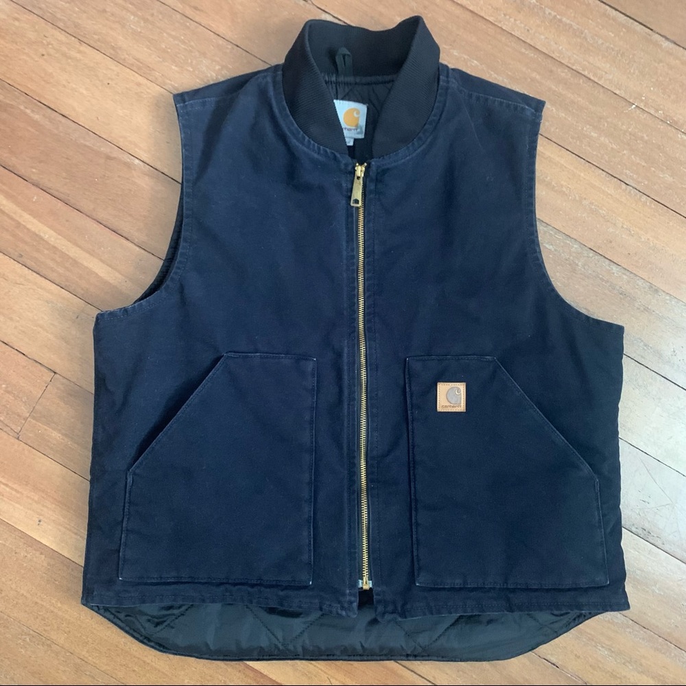 Carhartt Navy Quilt Lined Duck Canvas Full Zip Vest